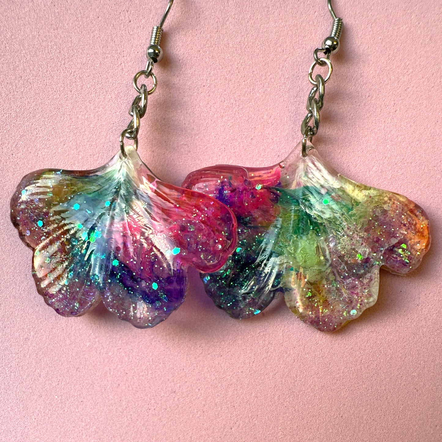 Ginkgo Leaf earrings - Rainbow