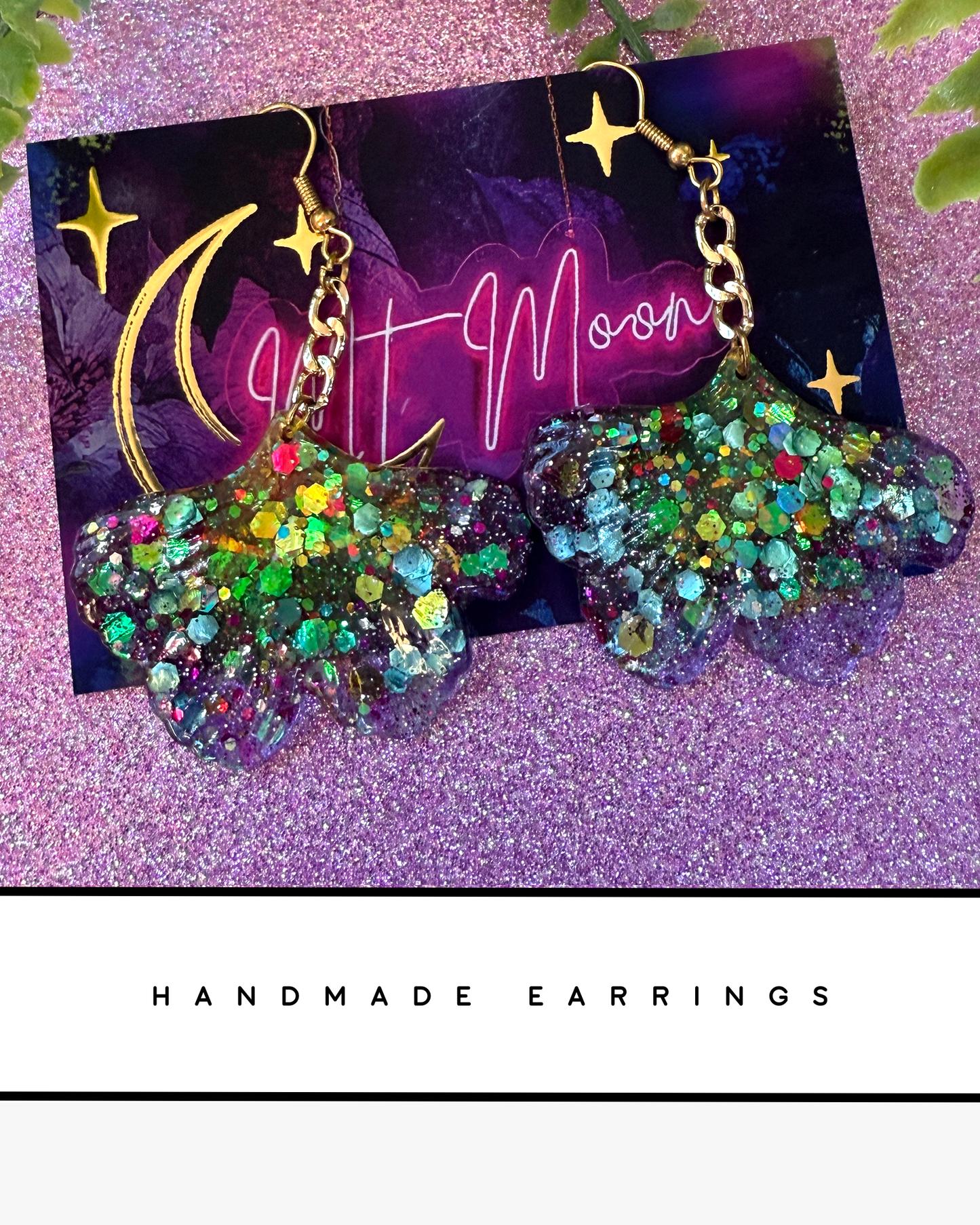 Ginkgo Leaf earrings - Yellow/purple