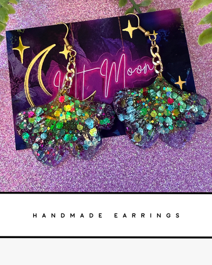 Ginkgo Leaf earrings - Yellow/purple