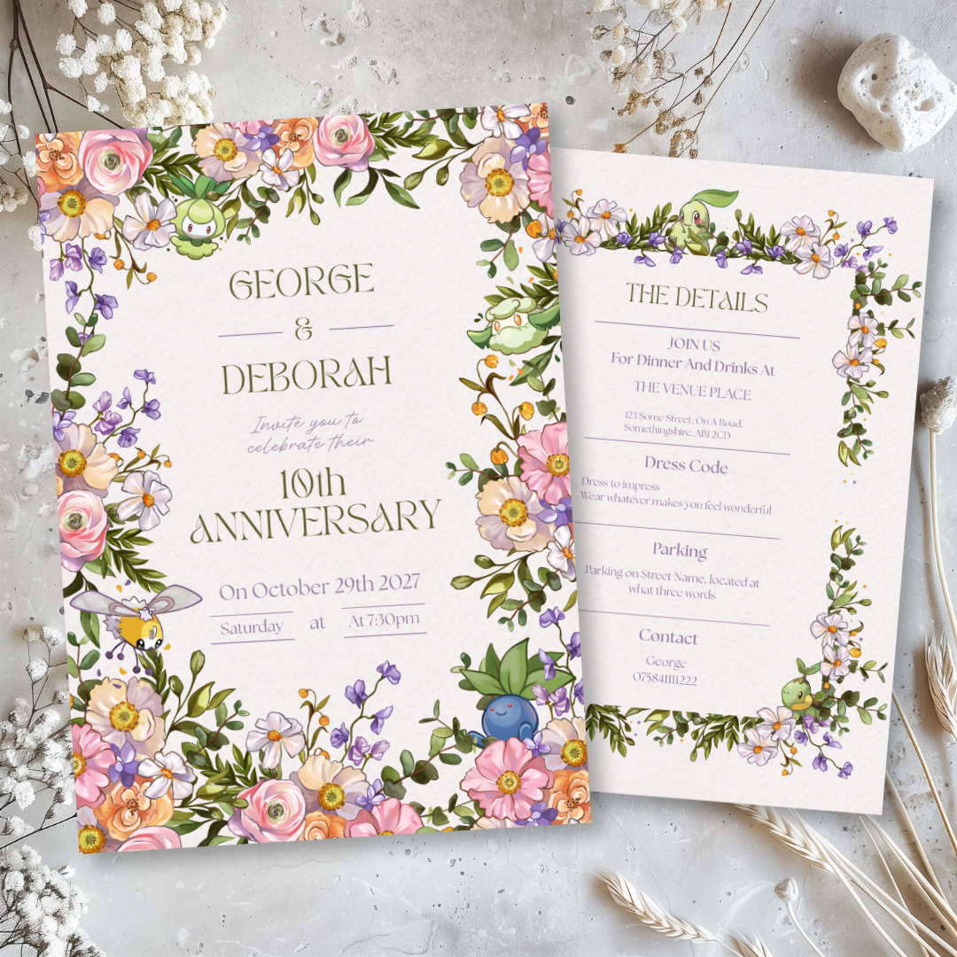 Pkmn Anniversary Invites - Editable Canva Template