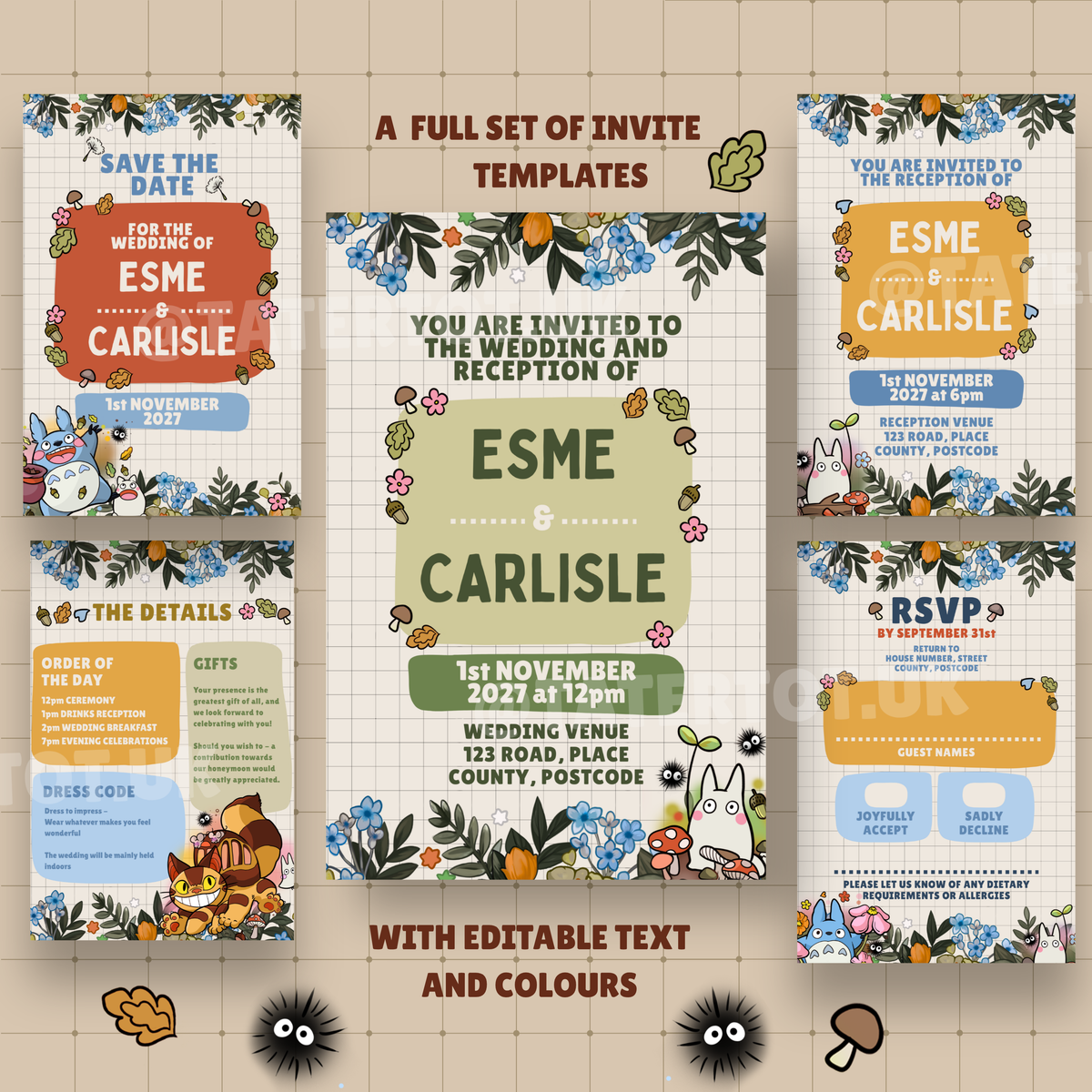 Anime Wedding Stationery - Editable Canva Template