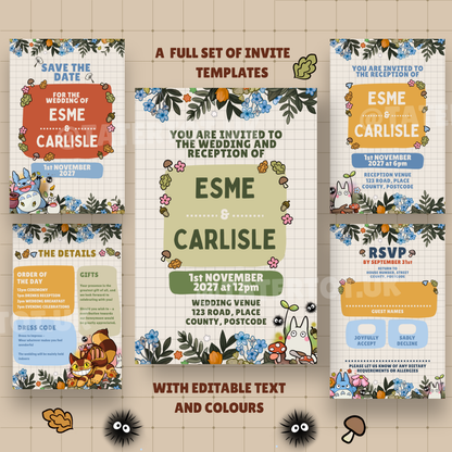 Anime Wedding Stationery - Editable Canva Template