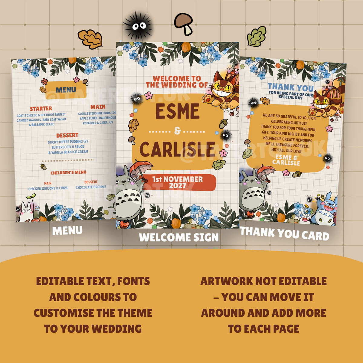 Anime Wedding Stationery - Editable Canva Template
