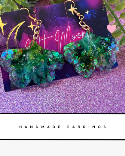 Ginkgo Leaf earrings - Green Forest