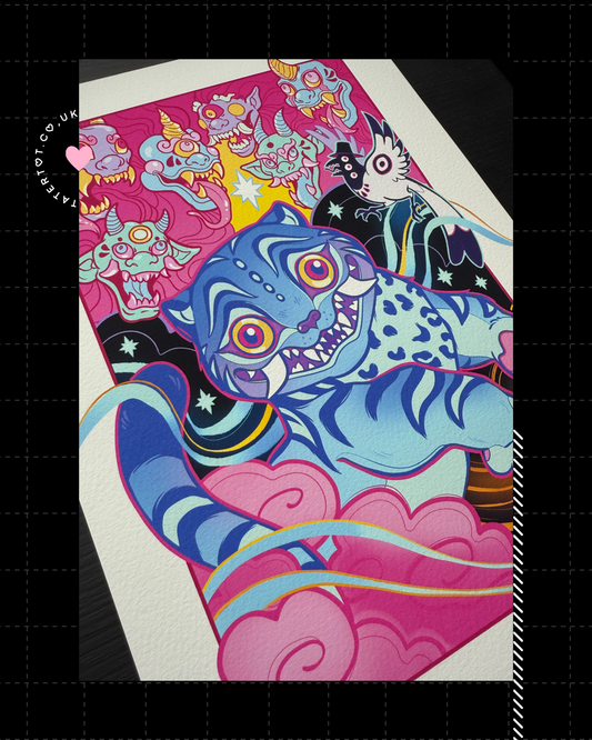 Blue Tiger A4 Giclee Print