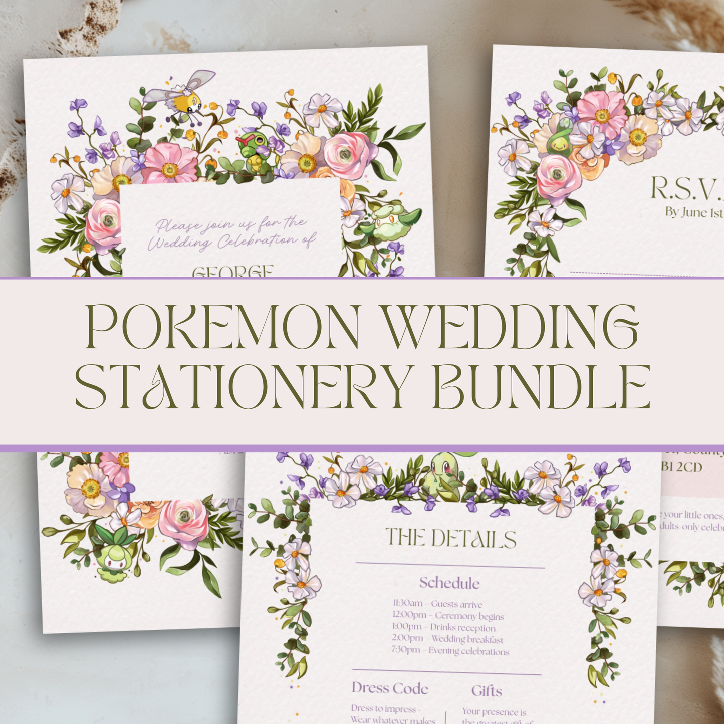 Pkmn Garden Stationery - Editable Canva Template