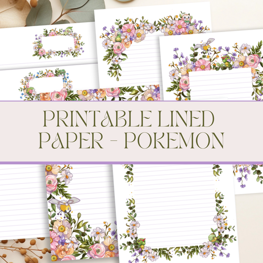 Pkmn Writing Paper - Printable Digital Download