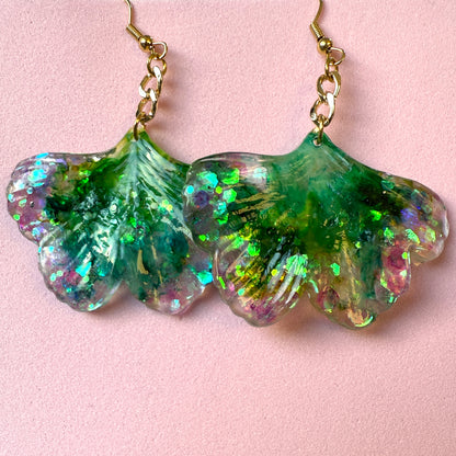 Ginkgo Leaf earrings - Green Forest