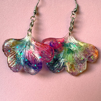 Ginkgo Leaf earrings - Rainbow