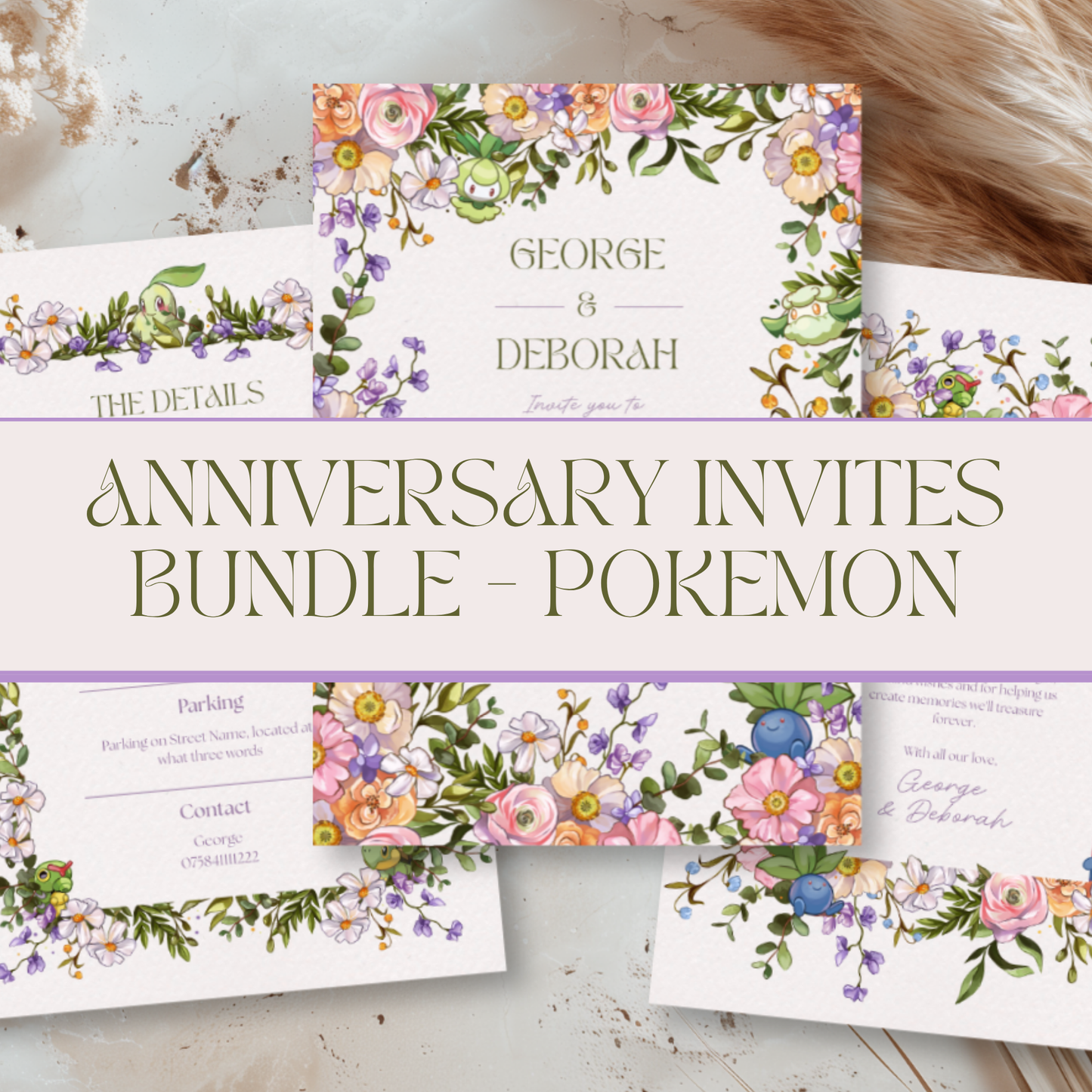 Pkmn Anniversary Invites - Editable Canva Template