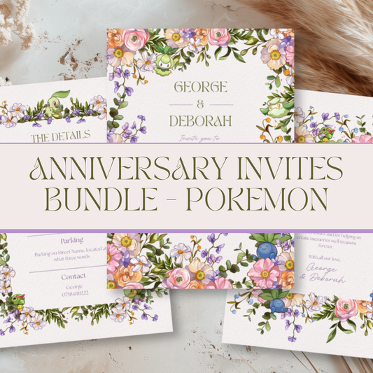 Pkmn Anniversary Invites - Editable Canva Template
