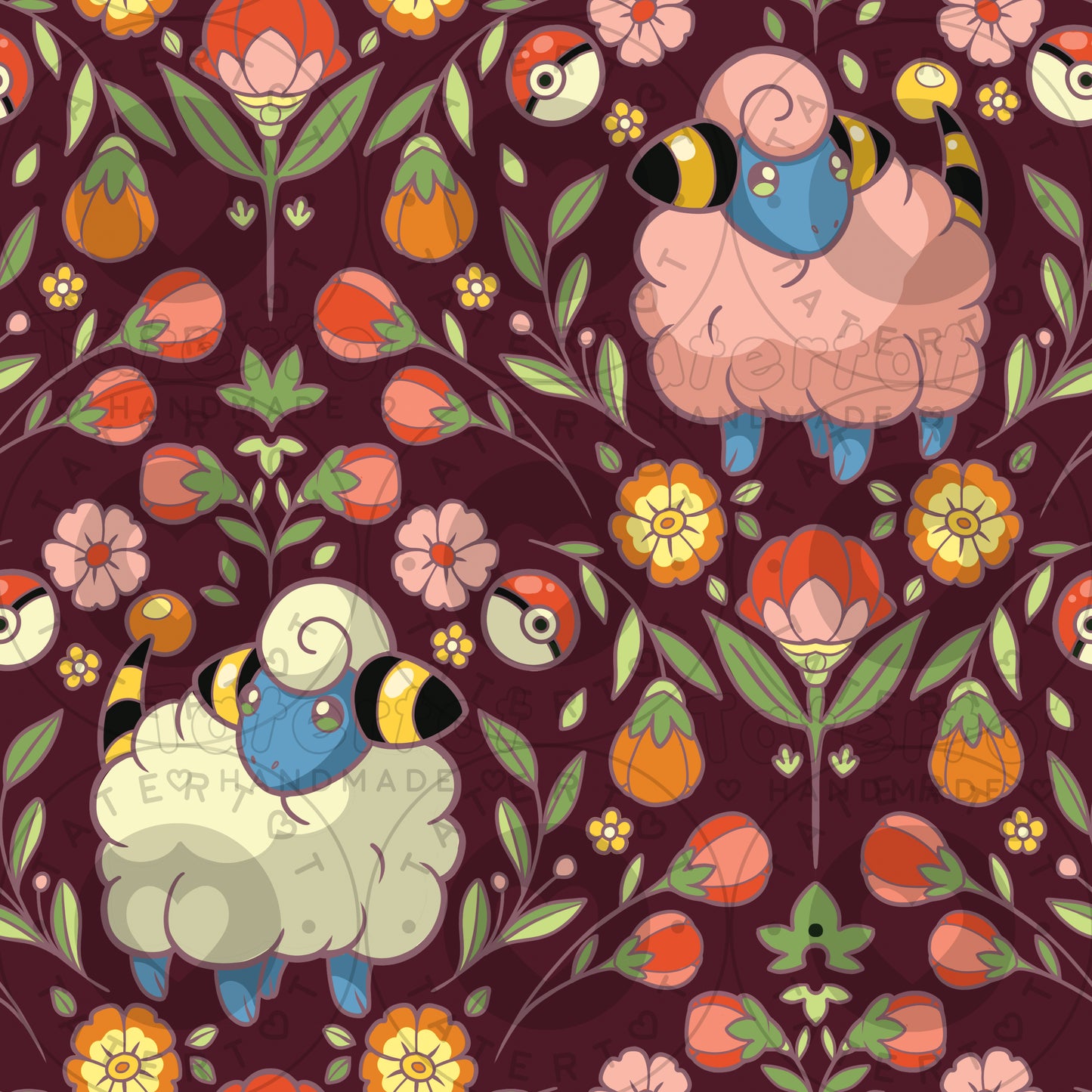 Sheep Floral - Seamless Digital Repeat Pattern