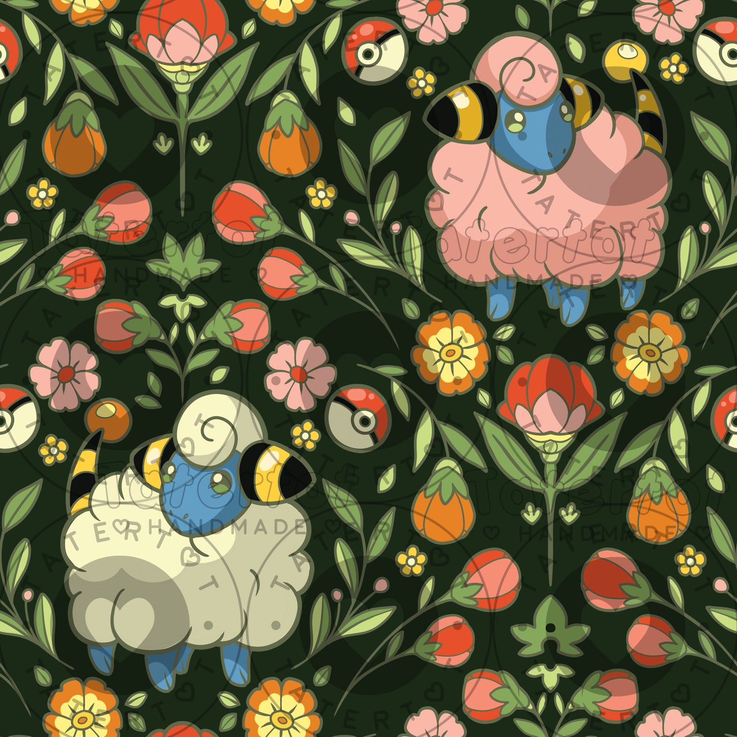 Sheep Floral - Seamless Digital Repeat Pattern