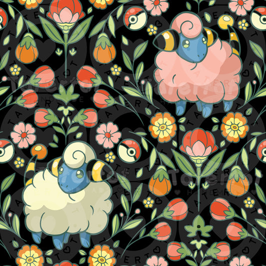 Sheep Floral - Seamless Digital Repeat Pattern