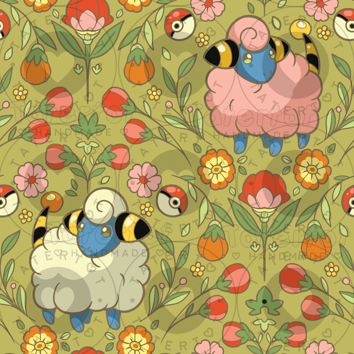 Sheep Floral - Seamless Digital Repeat Pattern