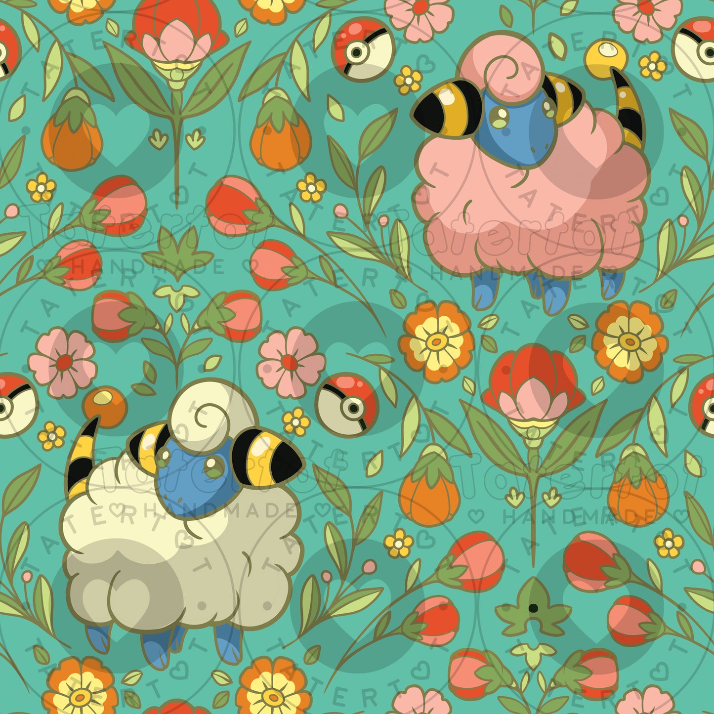 Sheep Floral - Seamless Digital Repeat Pattern
